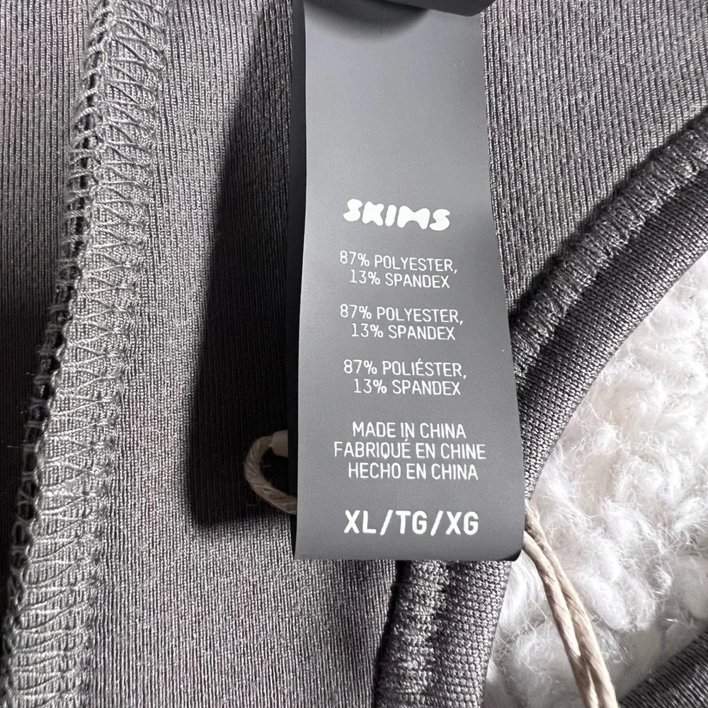SKIMS Rubberized Scuba Swim High‎ Neck Bikini Top Gray Chalk BT-HNK-3160 XL NWT